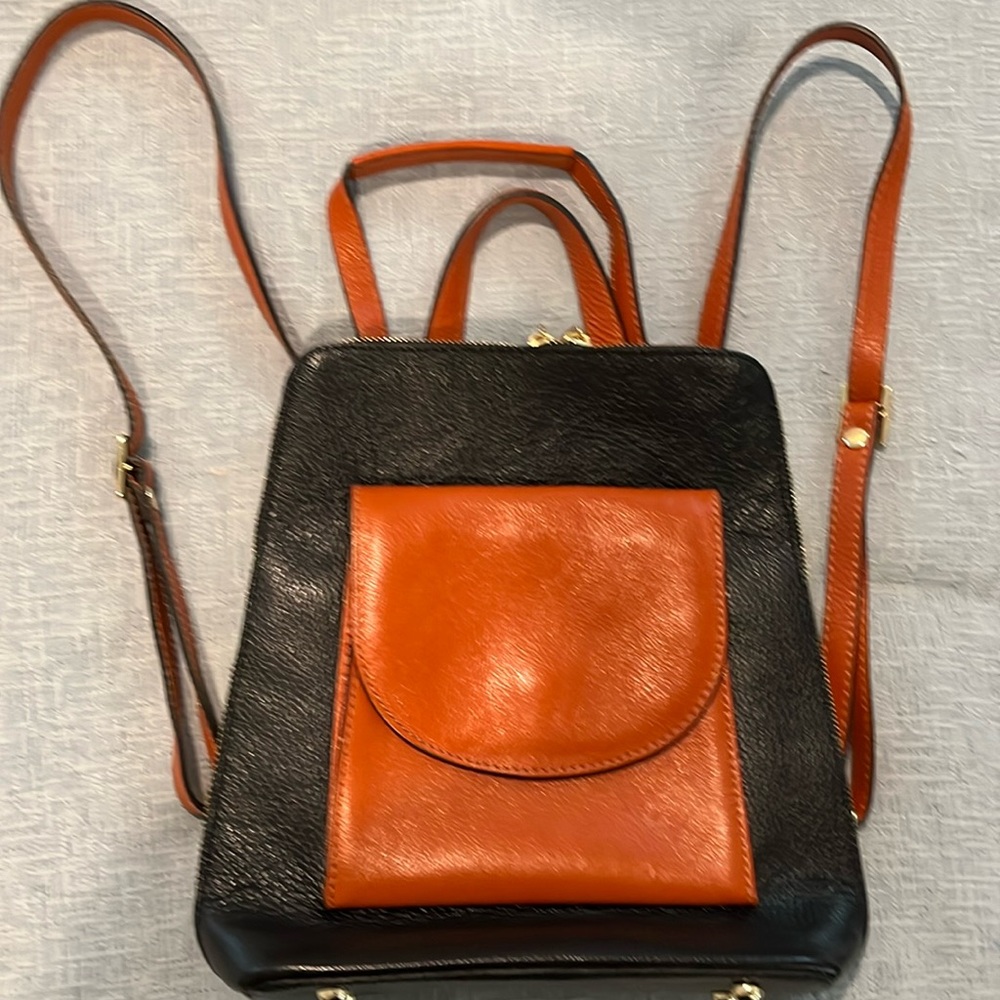Italian leather multifunctional backpack purse.